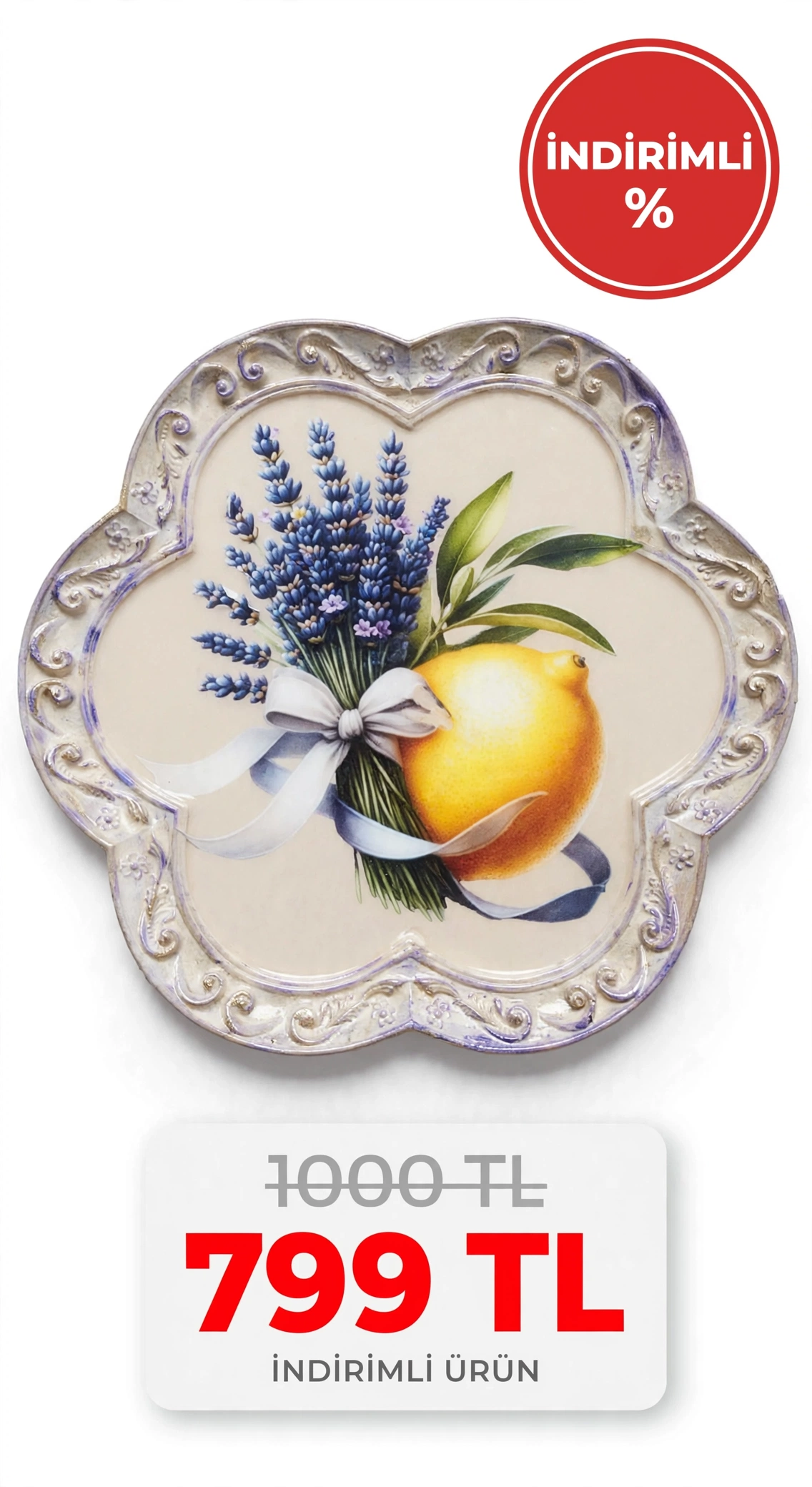 Provence Rüyası - Limon & Lavanta Dekoratif Tepsi