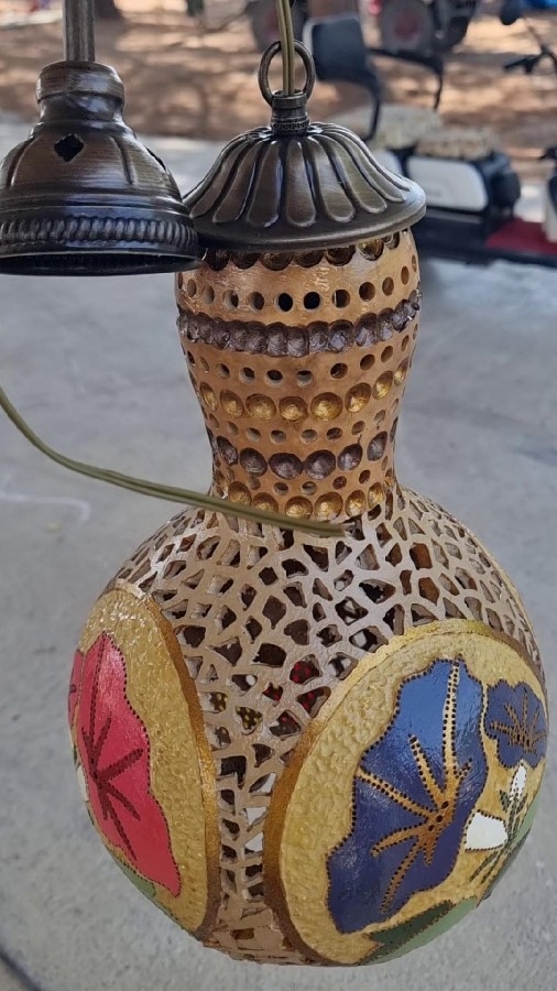 Bohem Çiçek Bahçesi El Oyması Su Kabağı Sarkıt Lamba