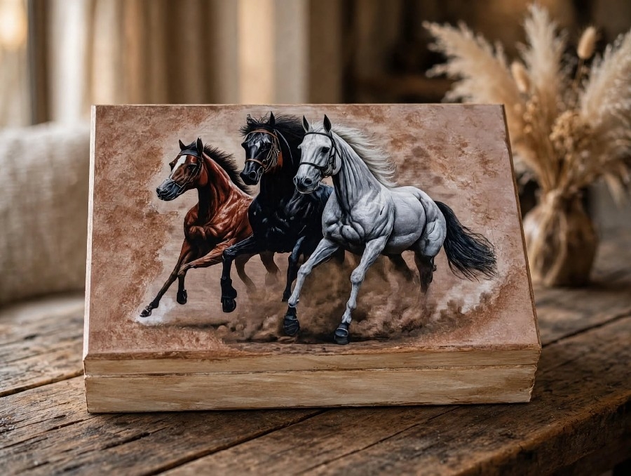 El Yapımı Decoupage Ahşap Takı ve Anı Kutusu